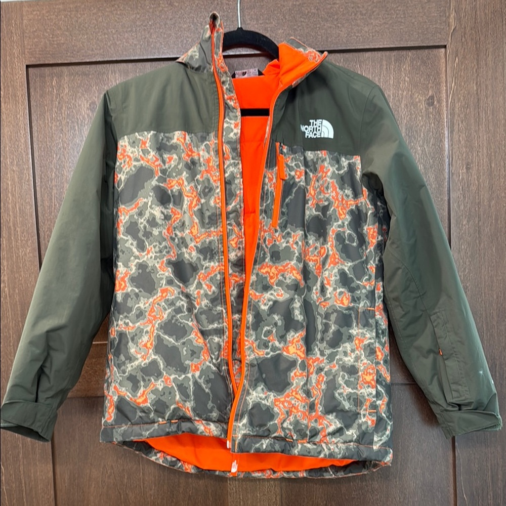 The North Face Kids Raincoat - Orange and Green Camouflage